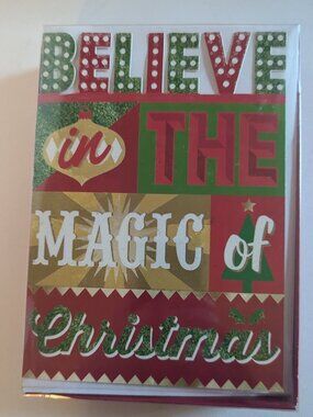 NWT 16 Retro MCM 'Believe Magic of Christmas' Modern Holiday Cards Sealed Box